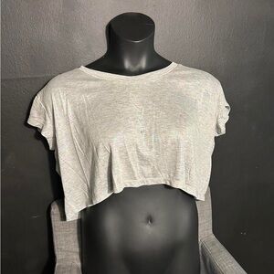 Grey Cropped Short Sleeve Tee Rainbow Affect Size Small